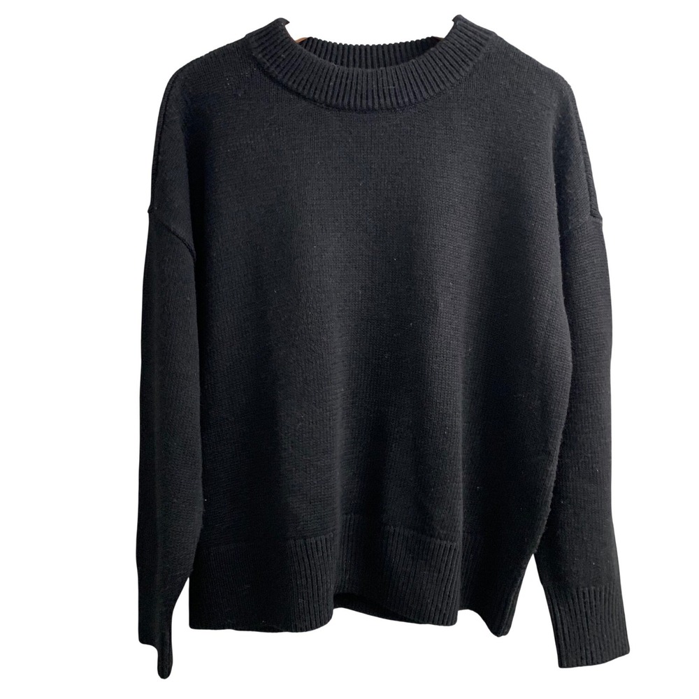 A New Day Airy Knit Crewneck Pullover Sweater In Black Size Medium
